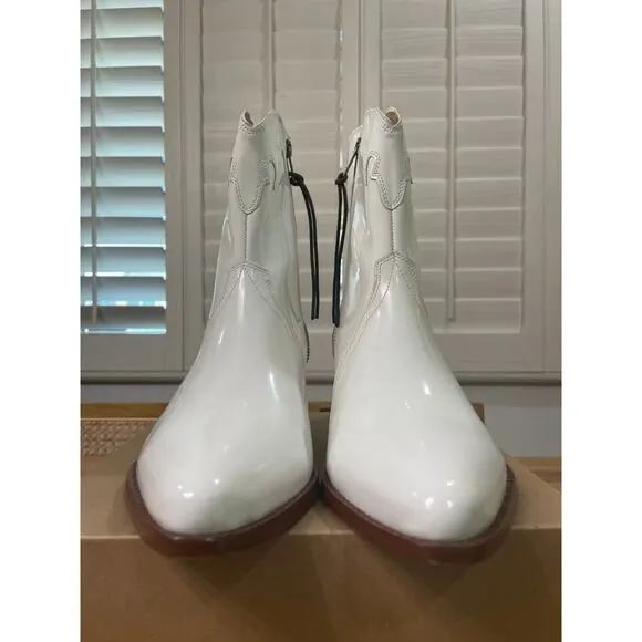 Free People New Frontier Western Boots White Patent Leather Size 10 US 41 EU NIB