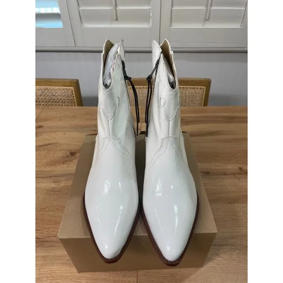 Free People New Frontier Western Boots White Patent Leather Size 10 US 41 EU NIB