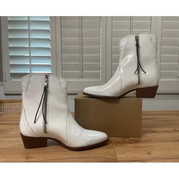 Free People New Frontier Western Boots White Patent Leather Size 10 US 41 EU NIB