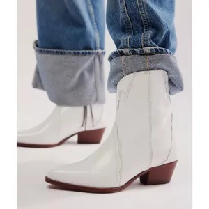 Free People New Frontier Western Boots White Patent Leather Size 10 US 41 EU NIB