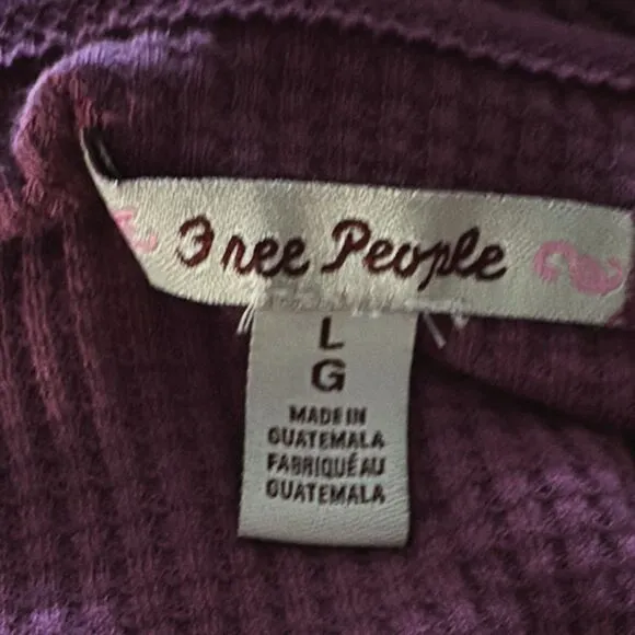 Free People NWT Santa Clara Dolman Plum Waffle Top Relaxed Purple