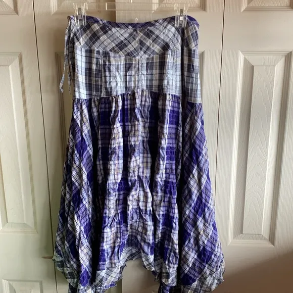 Free People NWT Whitestone Boho Plaid Midi Skirt size 6