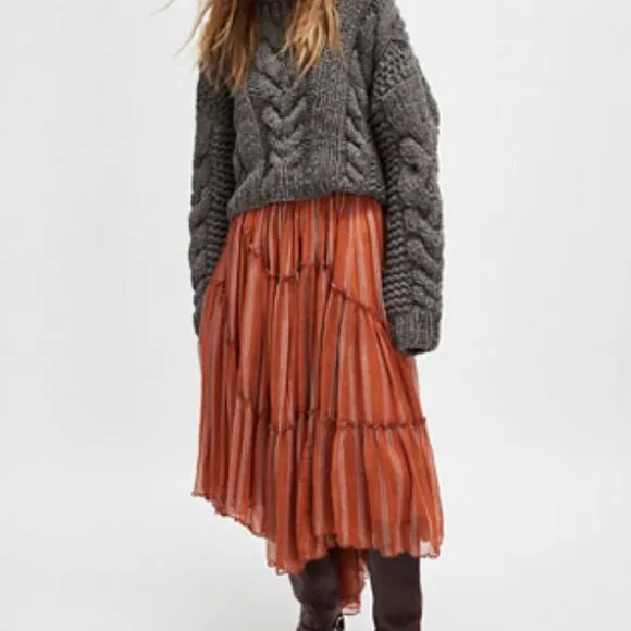 Free People One Ember Printed Midi Skirt NWT *