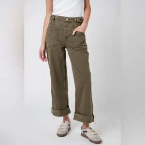 Free People Palmer Cuffed Jeans in Army
