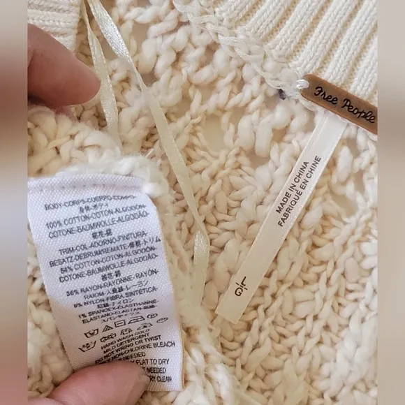 Free People Pandora's Boatneck Sweater in Ivory Size Large NWT