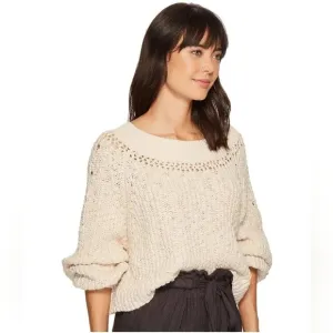 Free People Pandora's Boatneck Sweater in Ivory Size Large NWT