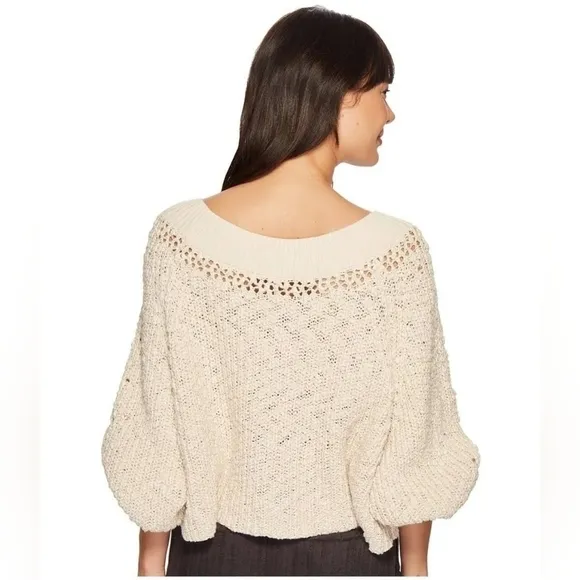 Free People Pandora's Boatneck Sweater in Ivory Size Large NWT