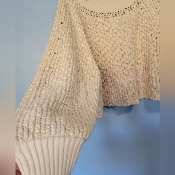 Free People Pandora's Boatneck Sweater in Ivory Size Large NWT