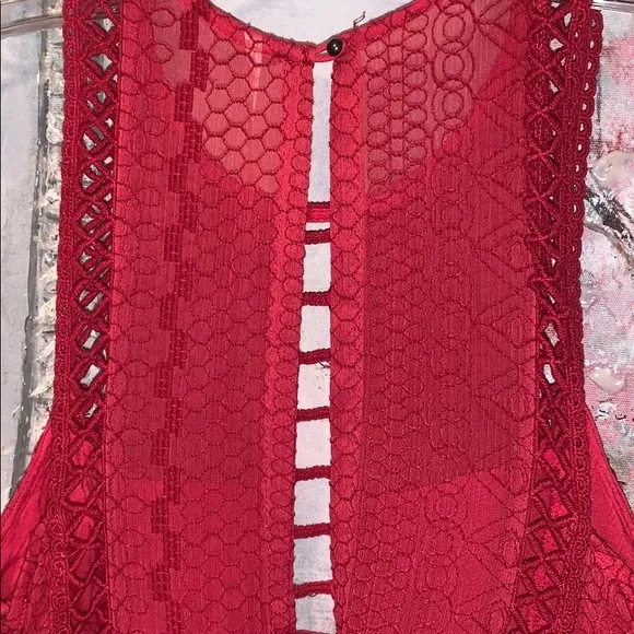 Free People red lace Wherever You Go lined dress