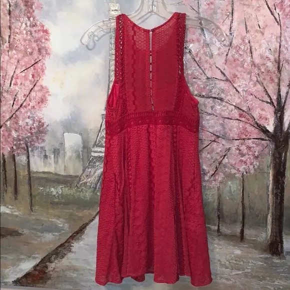 Free People red lace Wherever You Go lined dress