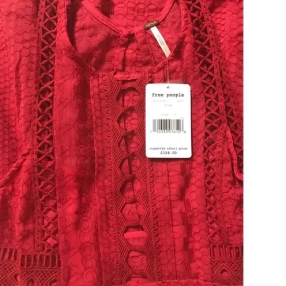 Free People red lace Wherever You Go lined dress