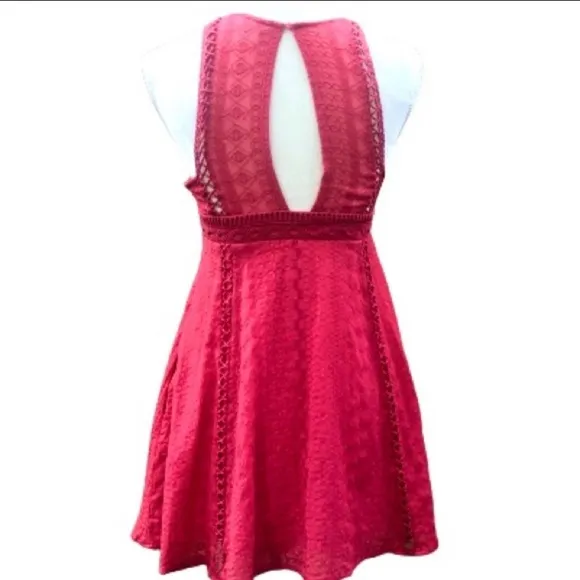 Free People red lace Wherever You Go lined dress