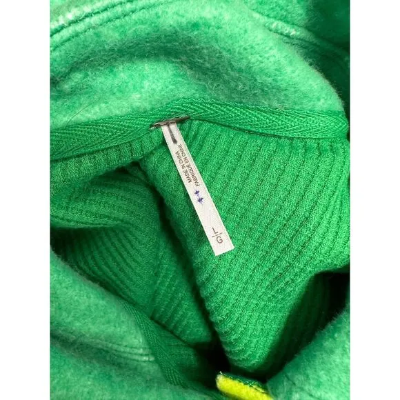 Free People Ruby West Coast Jacket Ombre Stripe Brushed Thermal Lime Green sz L