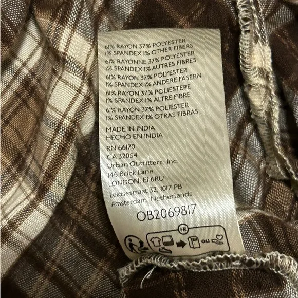 FREE PEOPLE Whitestone Plaid Midi Skirt - Brown Combo NWOT Size 8