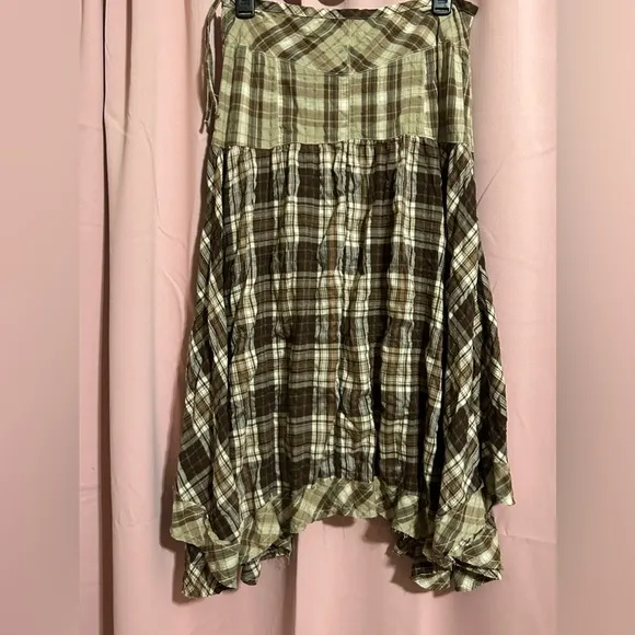 FREE PEOPLE Whitestone Plaid Midi Skirt - Brown Combo NWOT Size 8