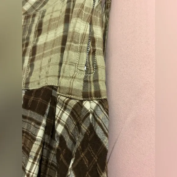 FREE PEOPLE Whitestone Plaid Midi Skirt - Brown Combo NWOT Size 8