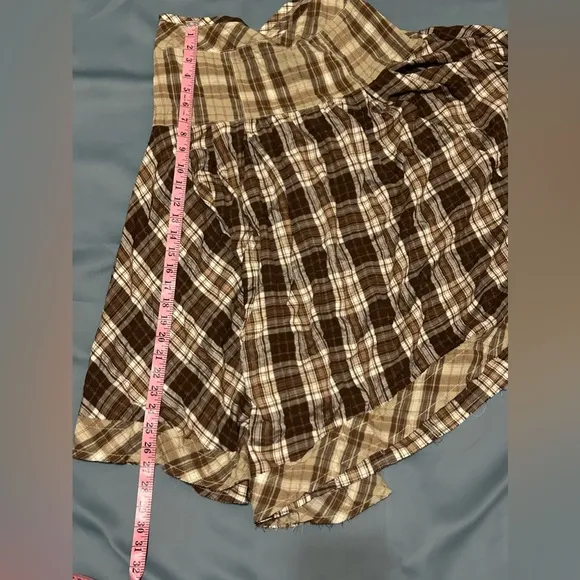 FREE PEOPLE Whitestone Plaid Midi Skirt - Brown Combo NWOT Size 8