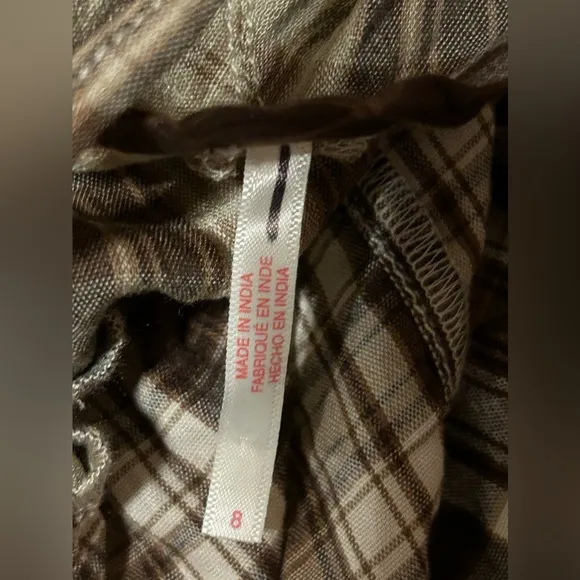 FREE PEOPLE Whitestone Plaid Midi Skirt - Brown Combo NWOT Size 8