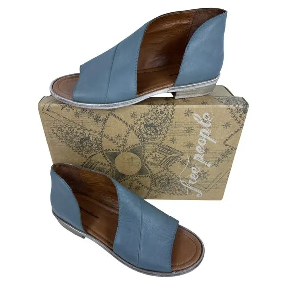 Free People Women's Mont Blanc Asymmetric Blue Leather Open Toe Sandals EU 40