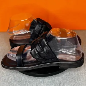 Free People Woven River Sandal Black Slide Leather Size 36 Size 6