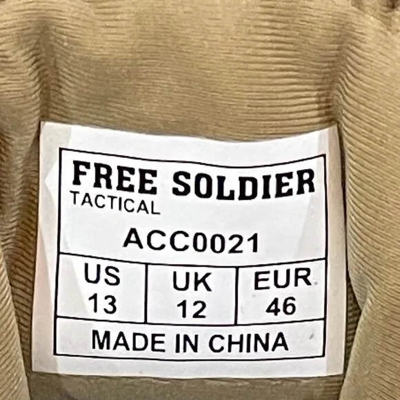 Free Soldier ACC0021 Mens Tan Tactical Military Ankle Hiking Boots Size 13
