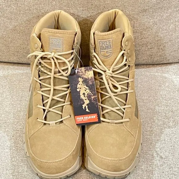 Free Soldier ACC0021 Mens Tan Tactical Military Ankle Hiking Boots Size 13