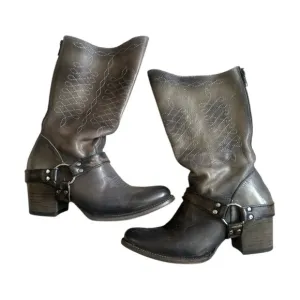 Freebird By Steven Shawna Brown Leather Harness Boots