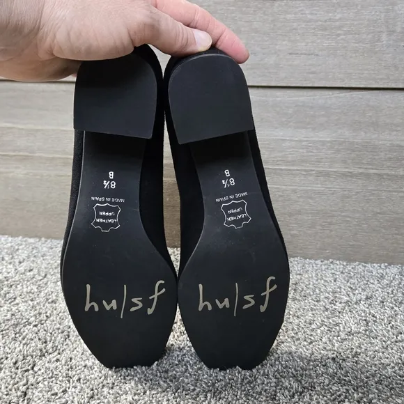 French Sole FSNY Trance Black Suede Block Heel Shoes NEW size 8.5