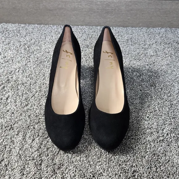 French Sole FSNY Trance Black Suede Block Heel Shoes NEW size 8.5