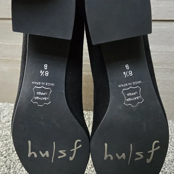 French Sole FSNY Trance Black Suede Block Heel Shoes NEW size 8.5