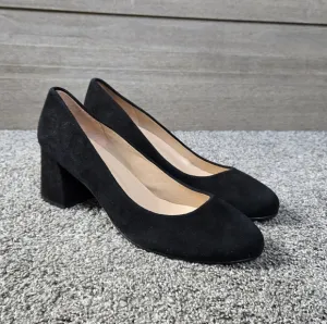 French Sole FSNY Trance Black Suede Block Heel Shoes NEW size 8.5