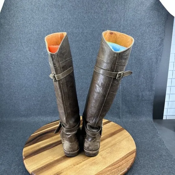 Frye Boots Dorado Riding Brown Leather Knee High Boots 77558 Size 7M GY Welt