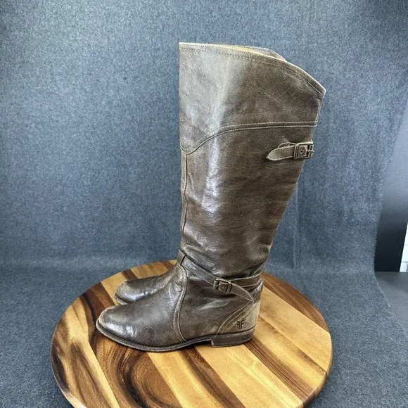 Frye Boots Dorado Riding Brown Leather Knee High Boots 77558 Size 7M GY Welt