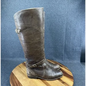 Frye Boots Dorado Riding Brown Leather Knee High Boots 77558 Size 7M GY Welt