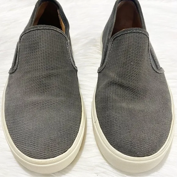Frye Brett Leather Perf Slip On Loafer Shoes Slate Gray 9.5