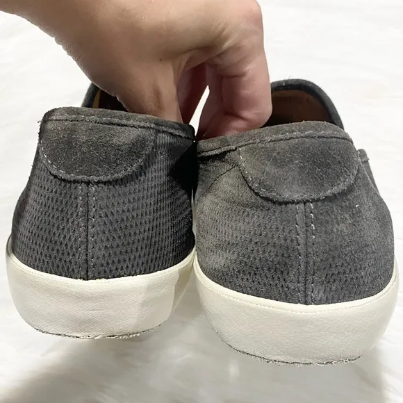 Frye Brett Leather Perf Slip On Loafer Shoes Slate Gray 9.5