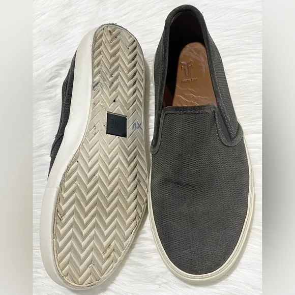 Frye Brett Leather Perf Slip On Loafer Shoes Slate Gray 9.5
