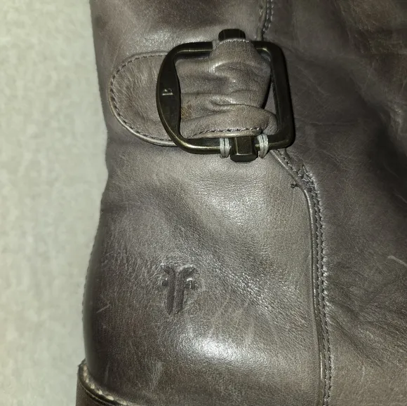 Frye Gray Brown Leather Combat Boots