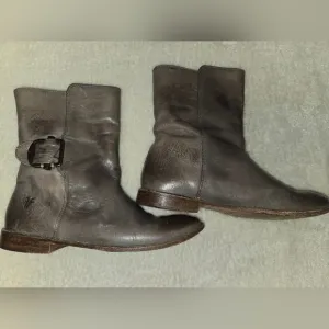 Frye Gray Brown Leather Combat Boots