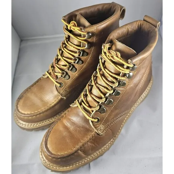 Frye Men's Dakota Brown Leather Mid Lace-Up Moc Toe Vibram Sole Work Boots Sz.8M