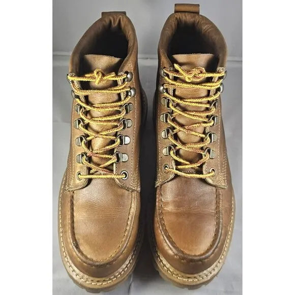 Frye Men's Dakota Brown Leather Mid Lace-Up Moc Toe Vibram Sole Work Boots Sz.8M