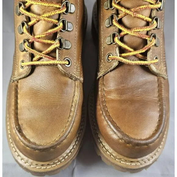 Frye Men's Dakota Brown Leather Mid Lace-Up Moc Toe Vibram Sole Work Boots Sz.8M