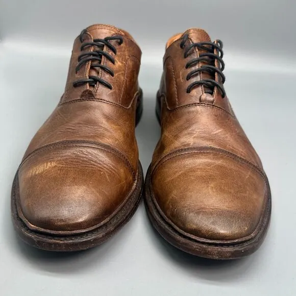 Frye Paul Bal Mens 11 Brown Leather Oxford Shoes Lace-Up Cap-Toe Classic Outdoor