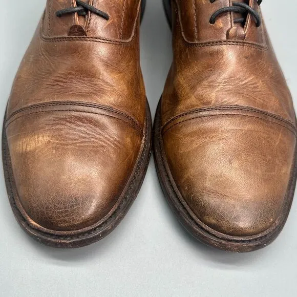 Frye Paul Bal Mens 11 Brown Leather Oxford Shoes Lace-Up Cap-Toe Classic Outdoor
