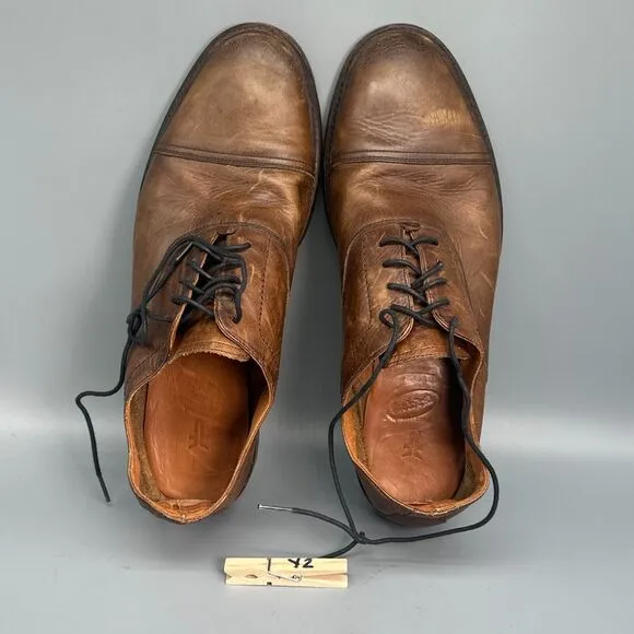Frye Paul Bal Mens 11 Brown Leather Oxford Shoes Lace-Up Cap-Toe Classic Outdoor