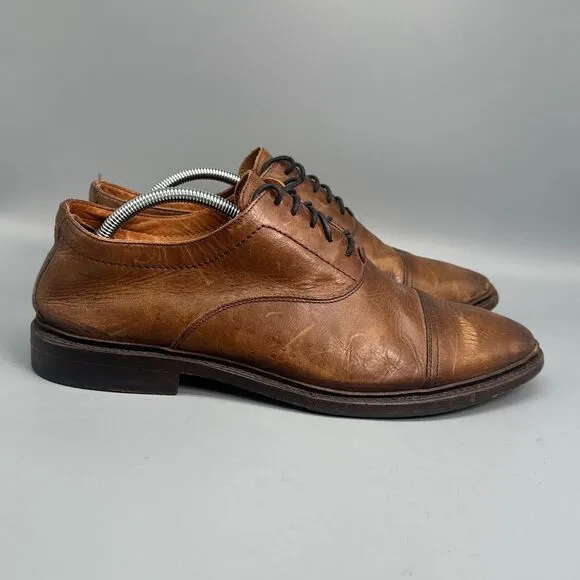 Frye Paul Bal Mens 11 Brown Leather Oxford Shoes Lace-Up Cap-Toe Classic Outdoor