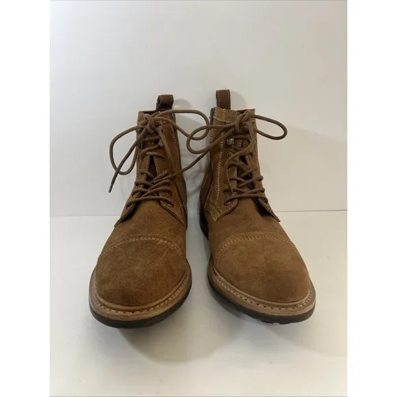 Frye Russell Mens Tan Leather Suede Cap Boots FR41606 Lace Zip Up Sz 10 1/2 NEW