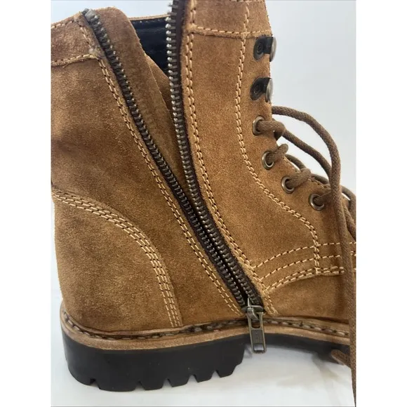 Frye Russell Mens Tan Leather Suede Cap Boots FR41606 Lace Zip Up Sz 10 1/2 NEW