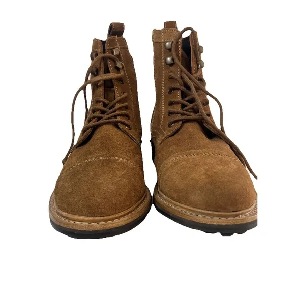 Frye Russell Mens Tan Leather Suede Cap Boots FR41606 Lace Zip Up Sz 10 1/2 NEW