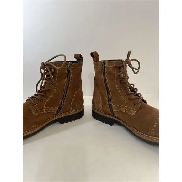 Frye Russell Mens Tan Leather Suede Cap Boots FR41606 Lace Zip Up Sz 10 1/2 NEW
